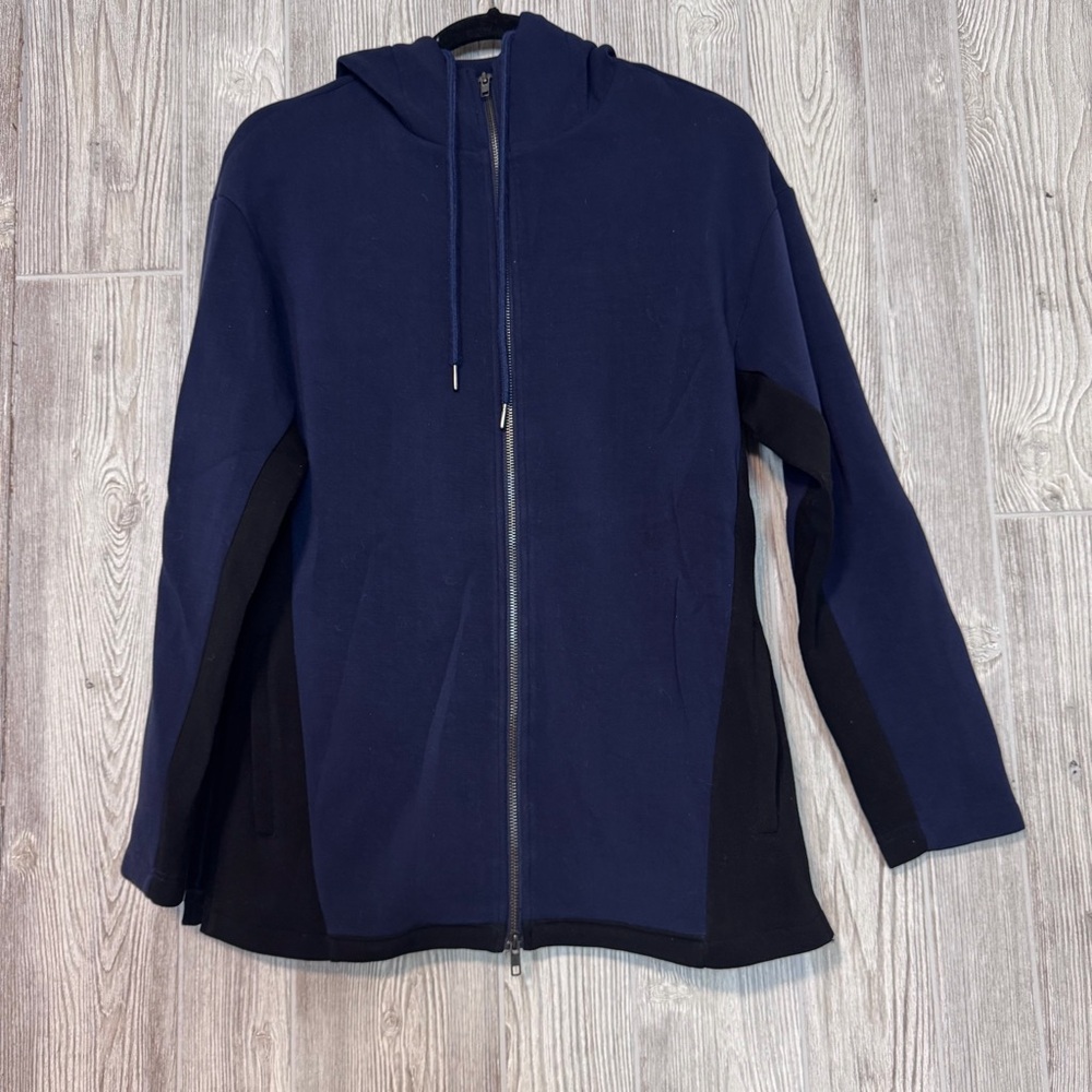 Anatomie Dark Blue and Black Hooded Zip-Up Jacket